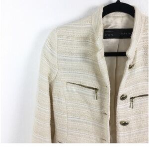 Zara fitted tweed blazer-Color cream-Size S US
